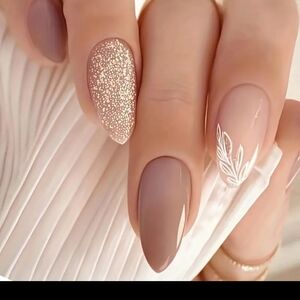 24 Pcs Elegant Nude and Glitter Nails BUY ONE GET ONE FREE